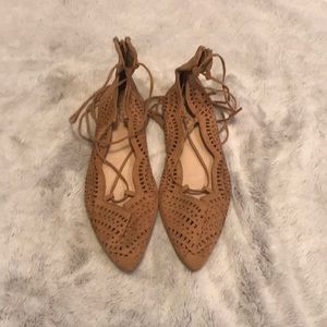 Qupid suede flats camel color